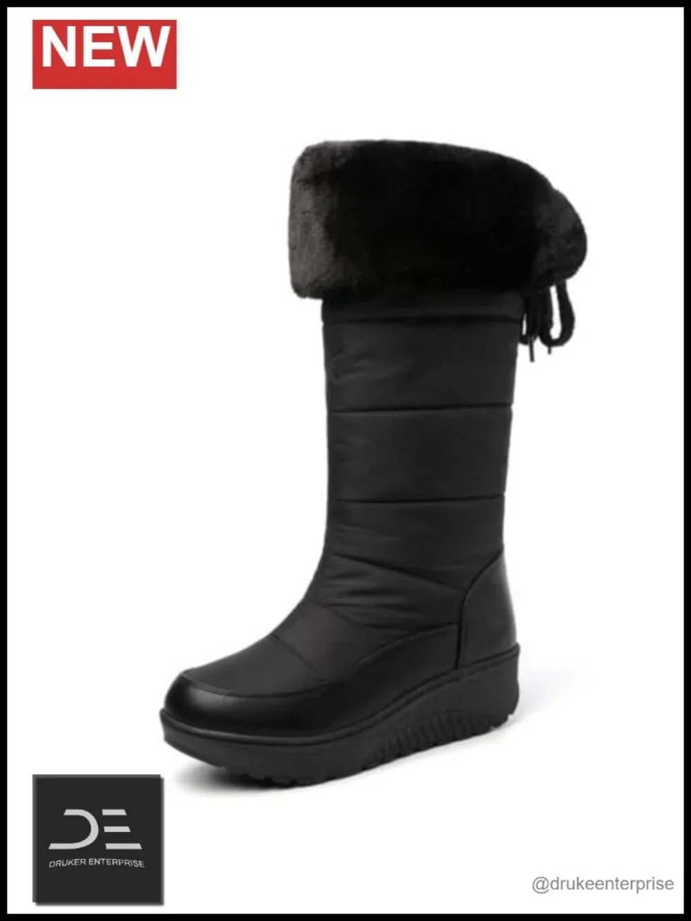 Waterproof Velvet Over-The-Knee Snow Boots with Back Lace-Up, Non-Slip Winter